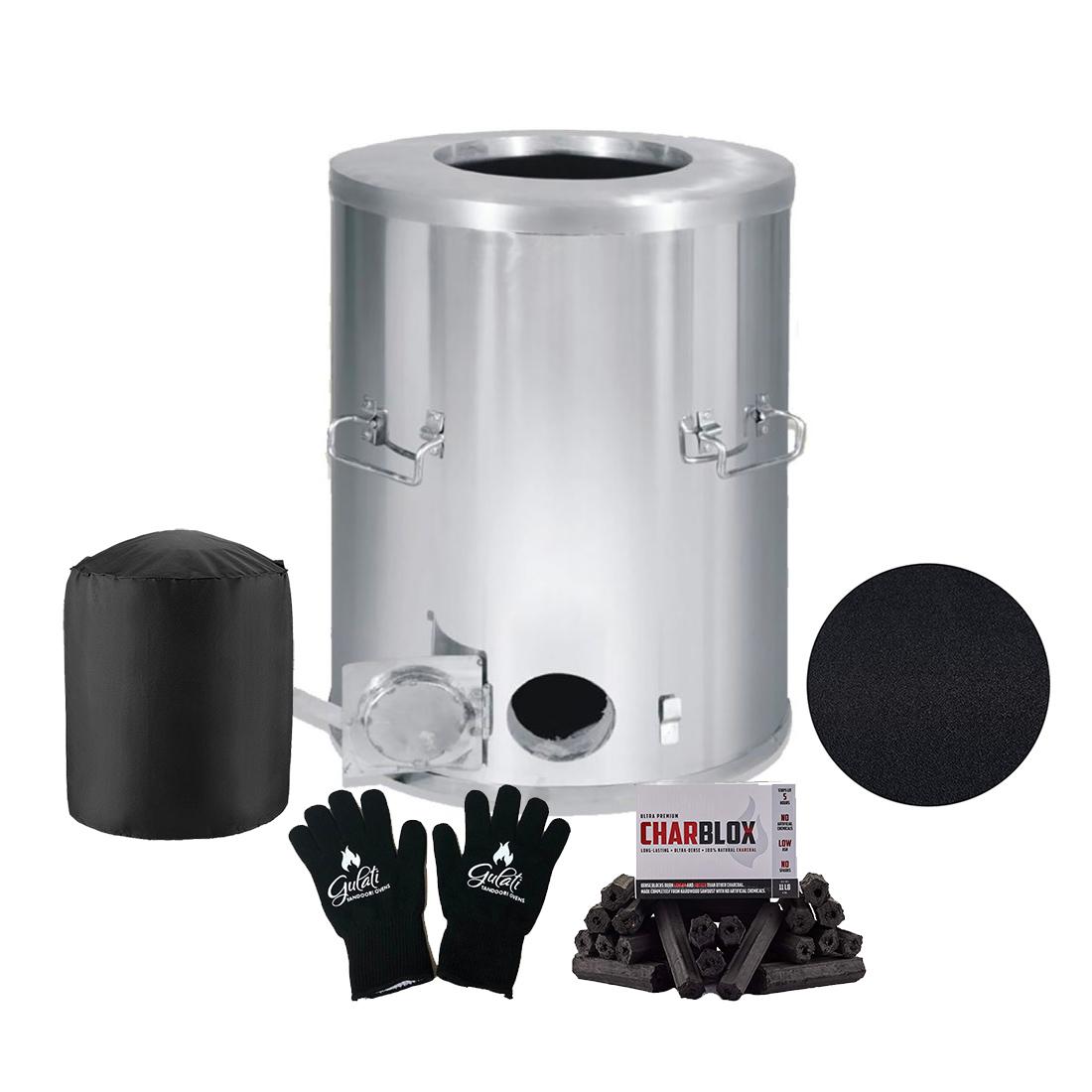 GULATI home tandoor oven with gloves, cover and CHARBLOX charcoal
